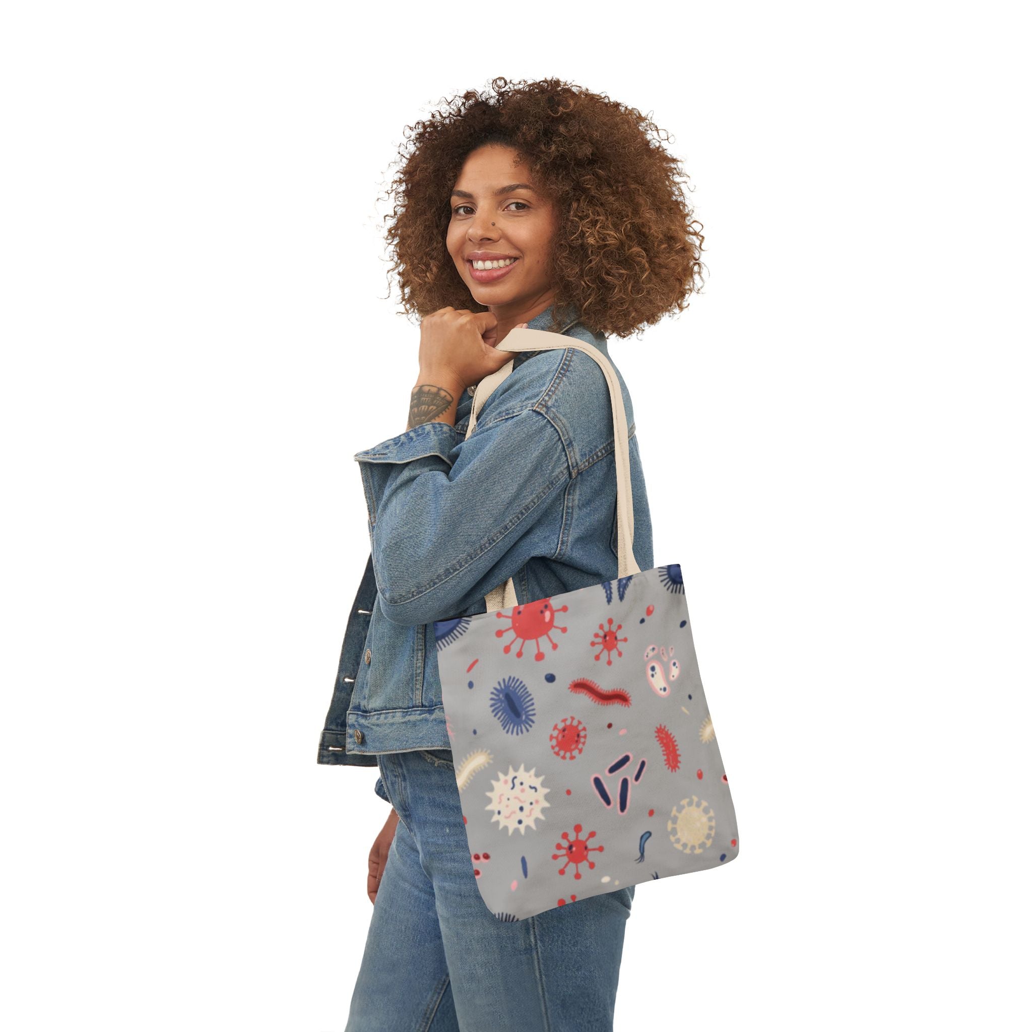 Microbe Pattern Canvas Tote Bag